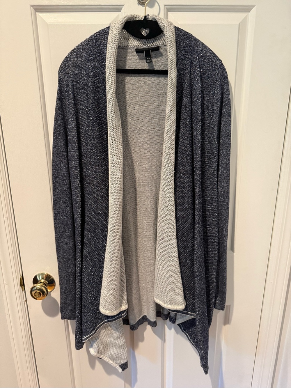 Lane Bryant Navy and Cream sparkle Drape Cardigan 14/16